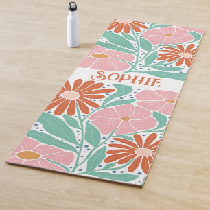 Esterilla De Yoga Flores Retro Boho Groovy Yoga personalizado