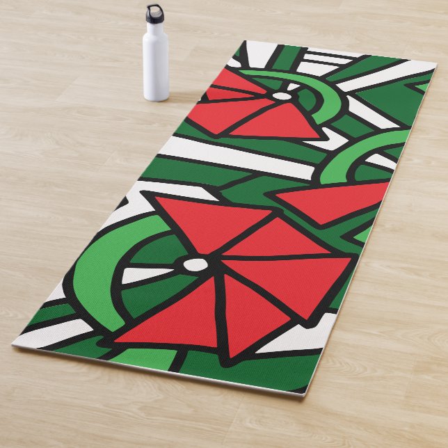 Esterilla De Yoga Flores rojas Doodle Art (In situ)