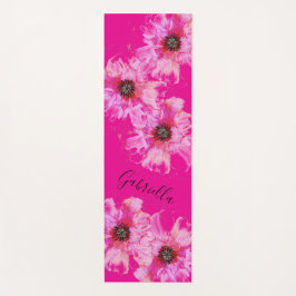 Esterilla De Yoga Flores Rosa Luminosas Con Nombre
