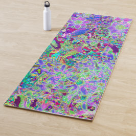 Esterilla De Yoga Flores rosadas y moradas trippy