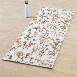 Esterilla De Yoga Flores silvestres acuarela rosa púrpura
