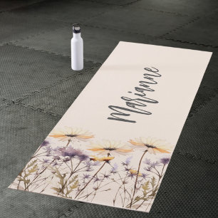 Esterilla De Yoga Flores silvestres beige amarillo morado nombre per