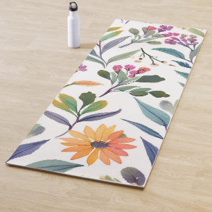 Esterilla De Yoga Flores Silvestres Coloridas Acuarela Floral Herm