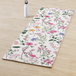 Esterilla De Yoga Flores silvestres de verano sobre blanco
