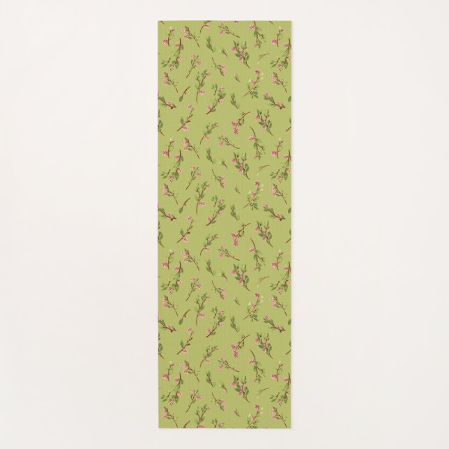 Esterilla De Yoga Flores silvestres florales teñidas en verde chartr (Anverso)