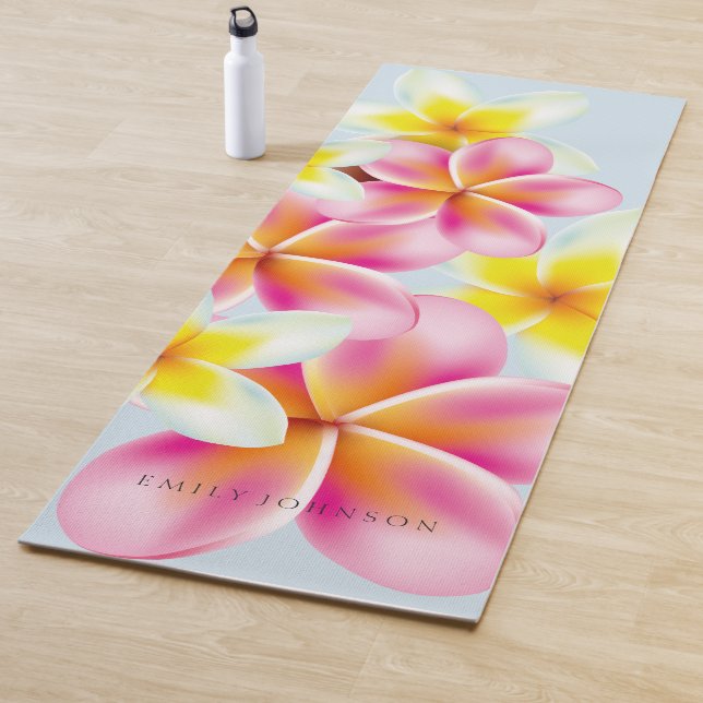 Esterilla De Yoga Flores tropicales personalizadas del Plumeria de (In situ)