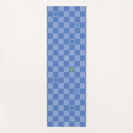 Esterilla De Yoga Flower Checkered Pattern No. 01 - Light Blue