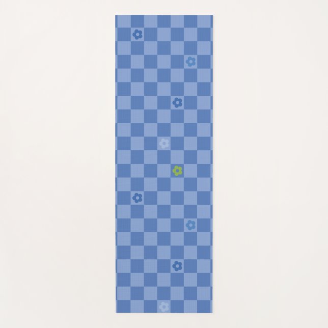 Esterilla De Yoga Flower Checkered Pattern No. 01 - Light Blue (Anverso)