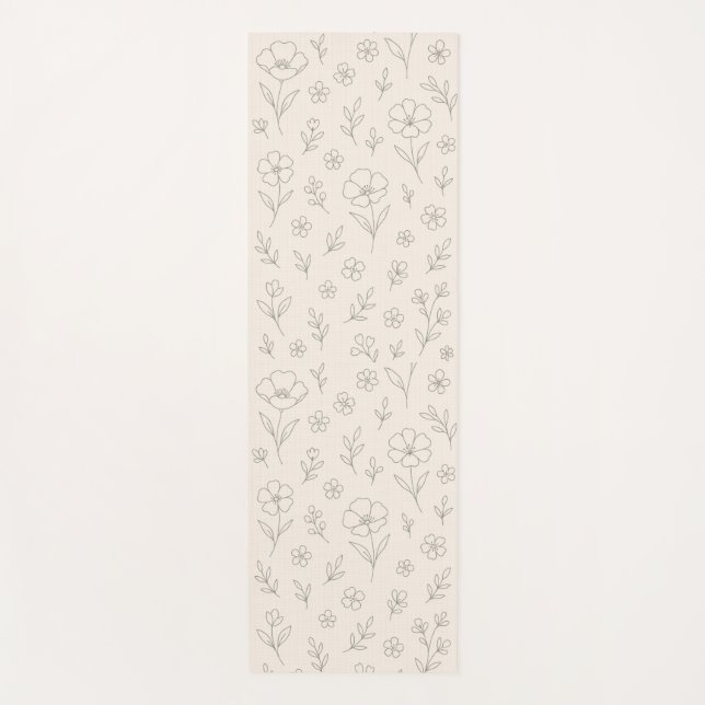 Esterilla De Yoga Flower Line Drawing Mindful Minimalist (Anverso)