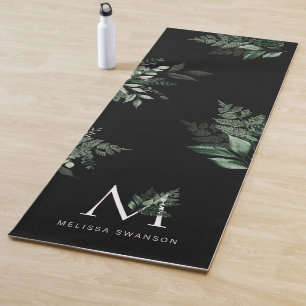Esterilla De Yoga foliación verde monogramo yoga negro