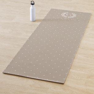Esterilla De Yoga Fondo beige y blanco con patrón de lunares y monog