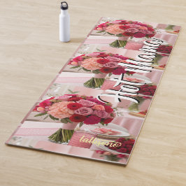 Esterilla De Yoga Fondo de rosa mágica nombre Personalizado 