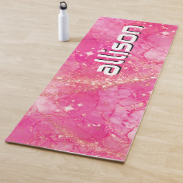 Esterilla De Yoga Fondo mágico rosa nombre Personalizado 