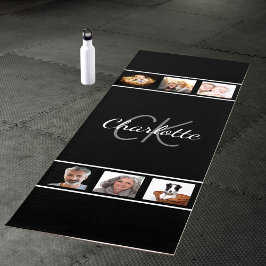 Esterilla De Yoga Fotomontaje en blanco y negro con monograma en esc