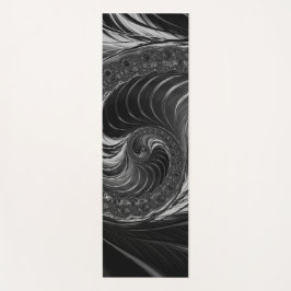 Esterilla De Yoga Fractal Black White Metalizado Nautilus Swirl