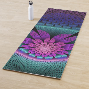 Esterilla De Yoga Fractal de flor colorida con estampado inusual