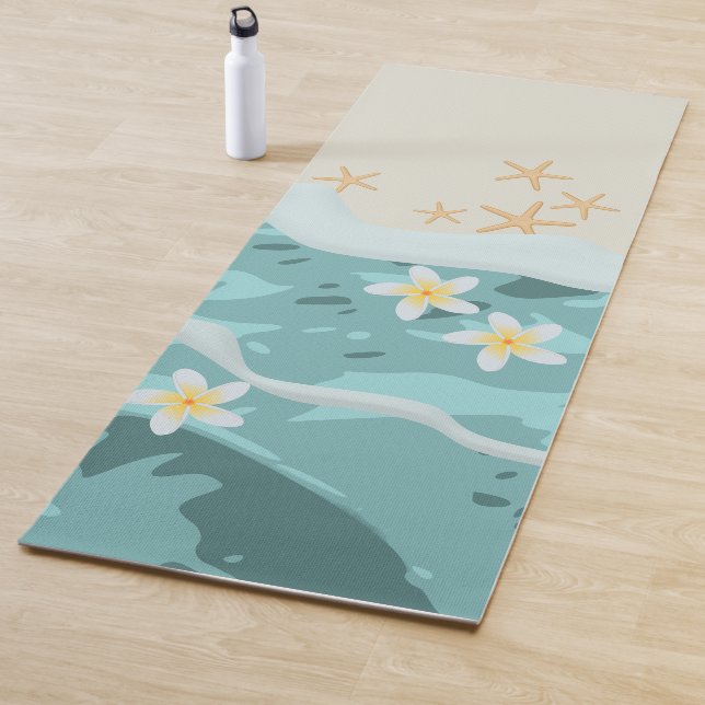 Esterilla De Yoga Frangipanis flotantes en ola de playa encuentran S (In situ)