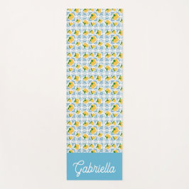 Esterilla De Yoga French Country Lemon Blue Tile Monogram