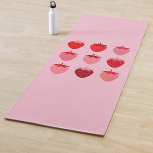 Esterilla De Yoga Fresas Estéticas De Pescado Rosa Y Rojo