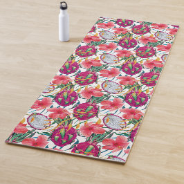 Esterilla De Yoga Fruta de Dragón Floral Tropical Moderna Palma Verd
