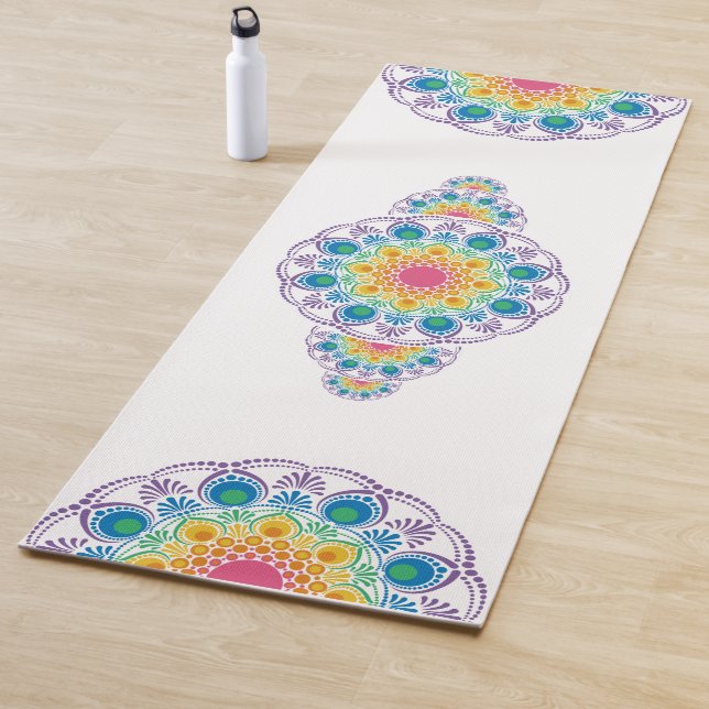 Esterilla De Yoga Fuente de arcoiris Floral Dot Ornamental Mandala (In situ)