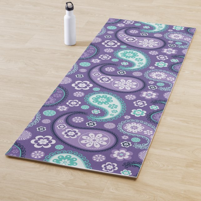 Esterilla De Yoga Fun Lavender Purple Mint Green Paisley Floral (In situ)