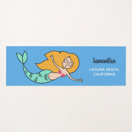 Esterilla De Yoga Funny Mermaid nombre personalizado, ubicación y co