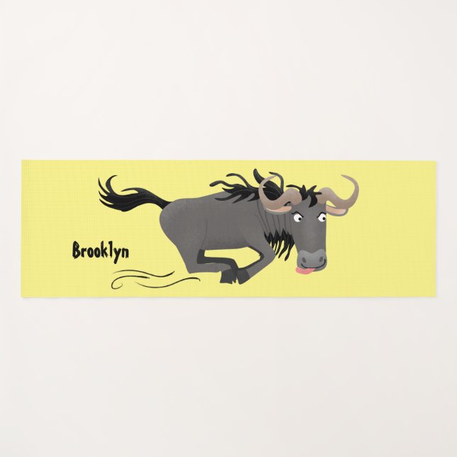 Esterilla De Yoga Funny Wildebeest corriendo ilustracion personaliza (Anverso (horizontal))