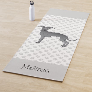 Esterilla De Yoga Galgo Italiano Azul Lindo Perro Con Nombre Persona