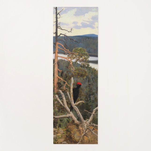 Esterilla De Yoga Gallen-Kallela - Grandioso pájaro carpintero negro (Anverso)