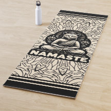 Gato Buda de Yoga. Crema y negro