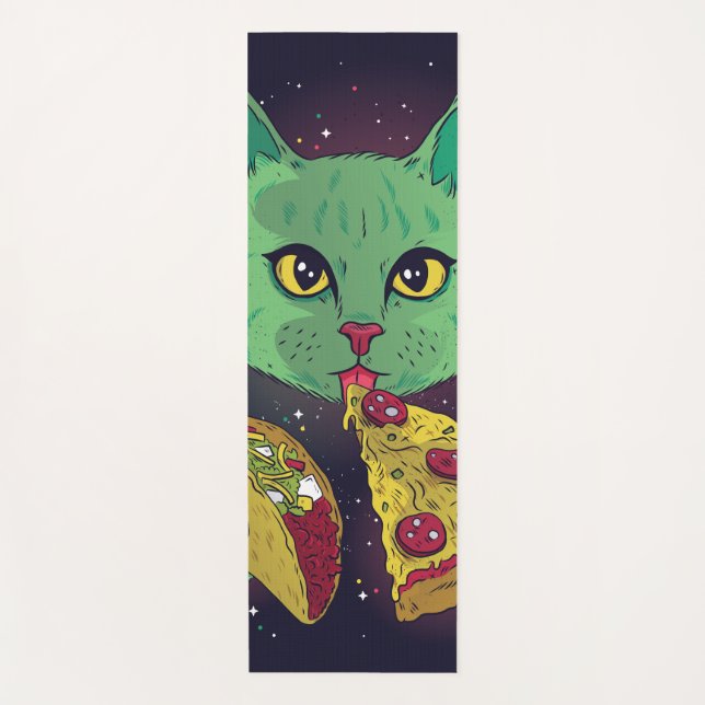 Esterilla De Yoga Gato de Taco y Pizza Cosmic Space (Anverso)