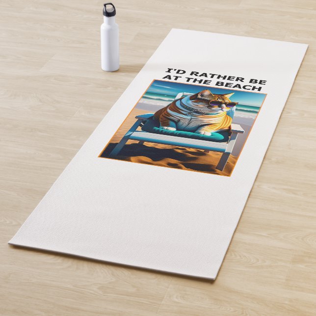 Esterilla De Yoga Gato gracioso que prefiero estar en la playa (In situ)