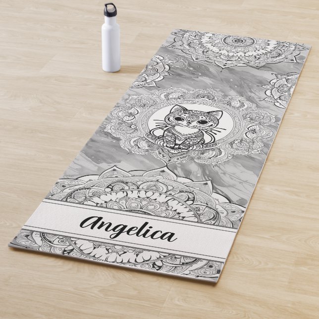 Esterilla De Yoga Gato lindo yoga mate arte indio mandarala (In situ)
