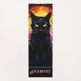 Esterilla De Yoga Gato negro de vidrio manchado rojo espeluznante