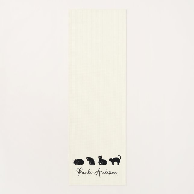 Esterilla De Yoga Gato negro gracioso personalizable (Anverso)