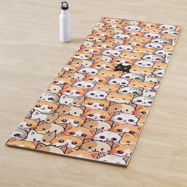 Esterilla De Yoga Gato negro lindo en gatos naranjas mascota Patrón  (In situ)