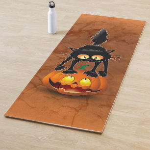 Esterilla De Yoga Gato Personalizado asustado de Halloween en calaba