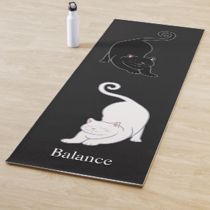 Esterilla De Yoga Gatos de yoga en blanco y negro sobre fondo casi n