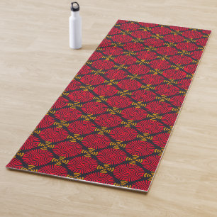 Esterilla De Yoga Geometría de la dinastía: Patrón rojo tradicional