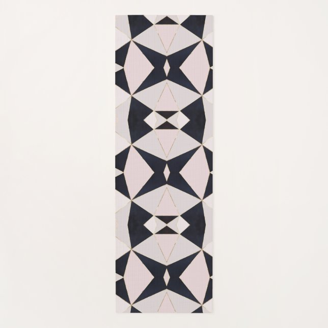 Esterilla De Yoga Geométrica del Kaleidoscopio de Oro Rosa Negro (Anverso)