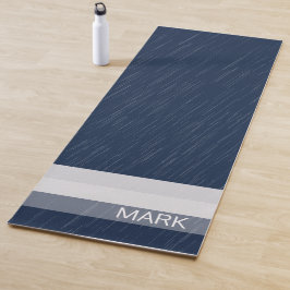Esterilla De Yoga Geométrico Chic Blanco Azul Marino Monograma