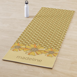 Esterilla De Yoga Geométrico floral naranja retro de los 70
