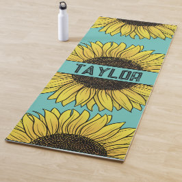 Esterilla De Yoga Girasol con nombre de monograma sólido