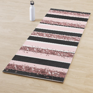 Esterilla De Yoga Girona Rosa Oro Rosa Negro Purpurina Stripes Patró