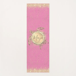 Esterilla De Yoga Glam Gold Stars on Pink Personalizado