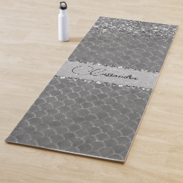 Esterilla De Yoga Glam Silver Purpurinoso Diamond Bling