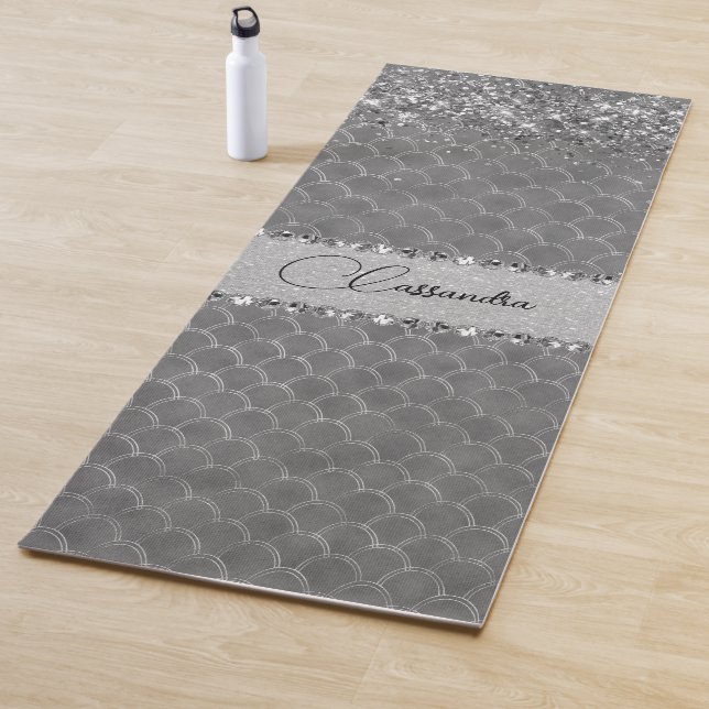 Esterilla De Yoga Glam Silver Purpurinoso Diamond Bling (In situ)