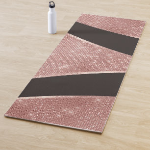 Esterilla De Yoga Glamoroso Rosa de plata espárrago Purpurina de oro