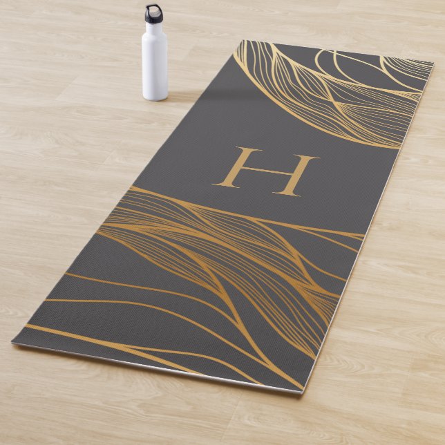 Esterilla De Yoga Gold and Gray Modern Pattern Monogram (In situ)